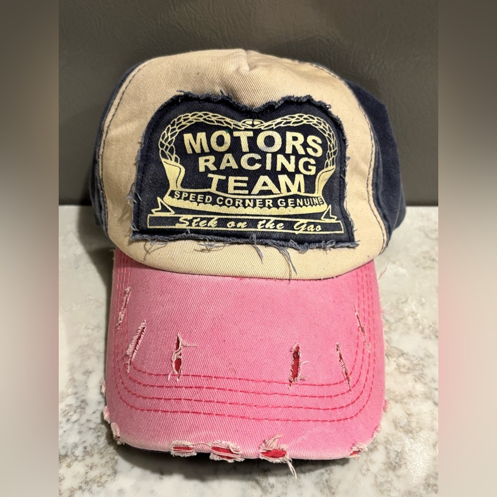 Hat blue jean & pink